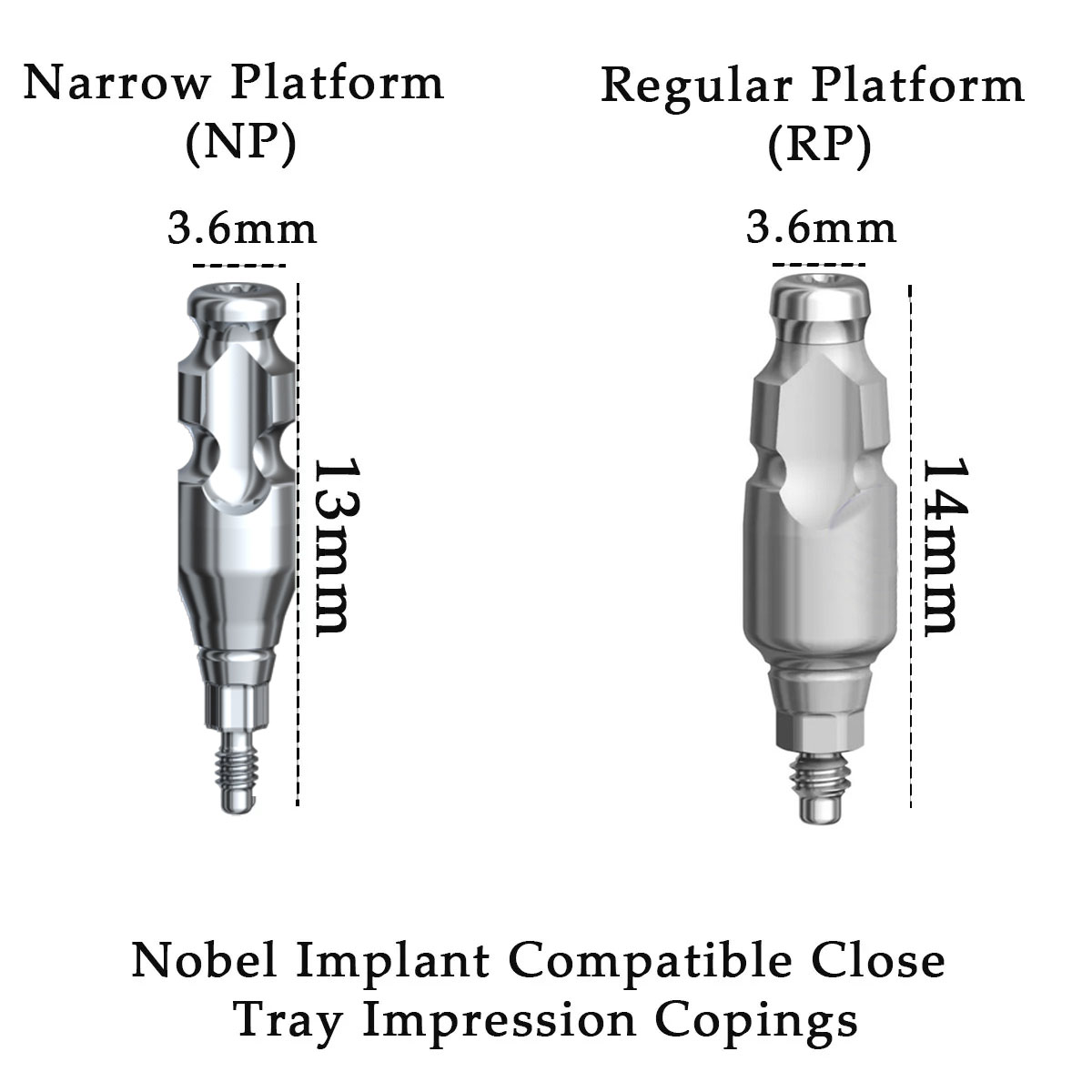 Dentaltech Close Tray Impression Copings - Nobel Biocare Implant Compatible
