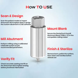 Dentaltech Premill Abutment Blank - Straumann BLX Implant Compatible (ITIBLX - TZ) - 6