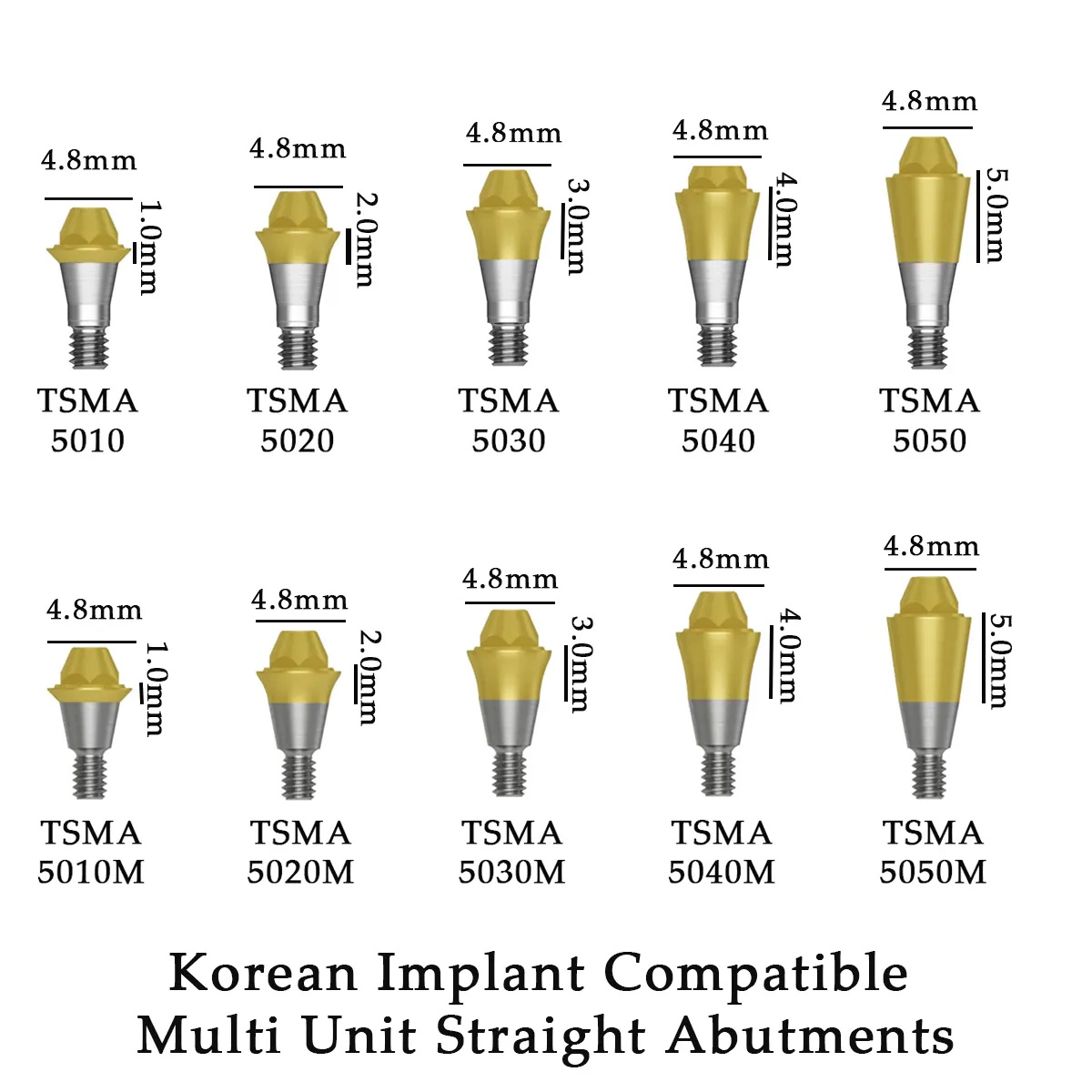 Dentaltech Korean Implant Compatible Multi Unit Straight Abutments