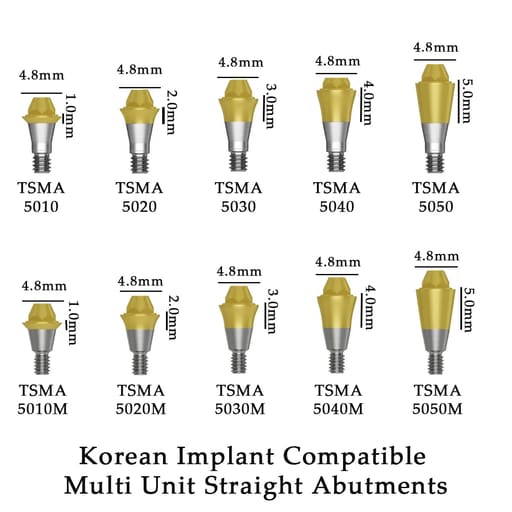 Dentaltech Multi Unit Straight Abutments - Osstem | Dentium | DIO | Cowellmedi | Neobiotech | Dentis Compatible