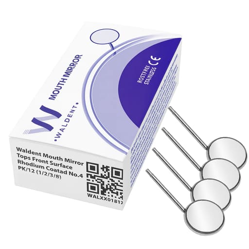 Waldent Mouth Mirror Tops Front Surface Rhodium Coated No.4 (Pack of 12) (K13/8)