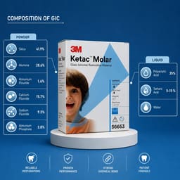  3M ESPE Ketac Molar Glass Ionomer Restorative Cement - Shade A3 (15g Powder + 7.8mL Liquid + Mixing Pad + Scoop)  - 3