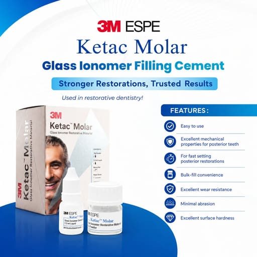 3M ESPE Ketac Molar Glass Ionomer Restorative Cement - Shade A3 (15g Powder + 7.8mL Liquid + Mixing Pad + Scoop)