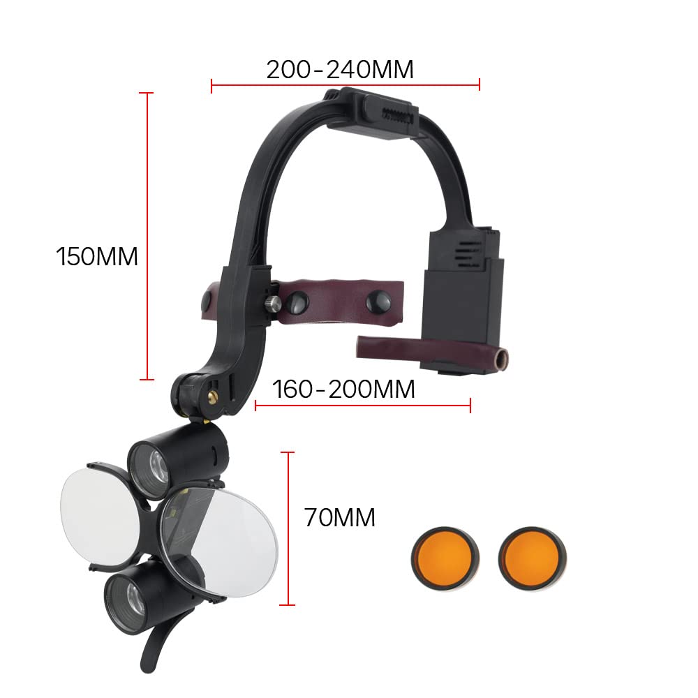 EndoKing Head-Mounted Interchangeable Surgical Loupes (2.5x, 3.5x, 6x) With LED and Magnifying Glasses (1.5x, 2x, 2.5x, 3x)