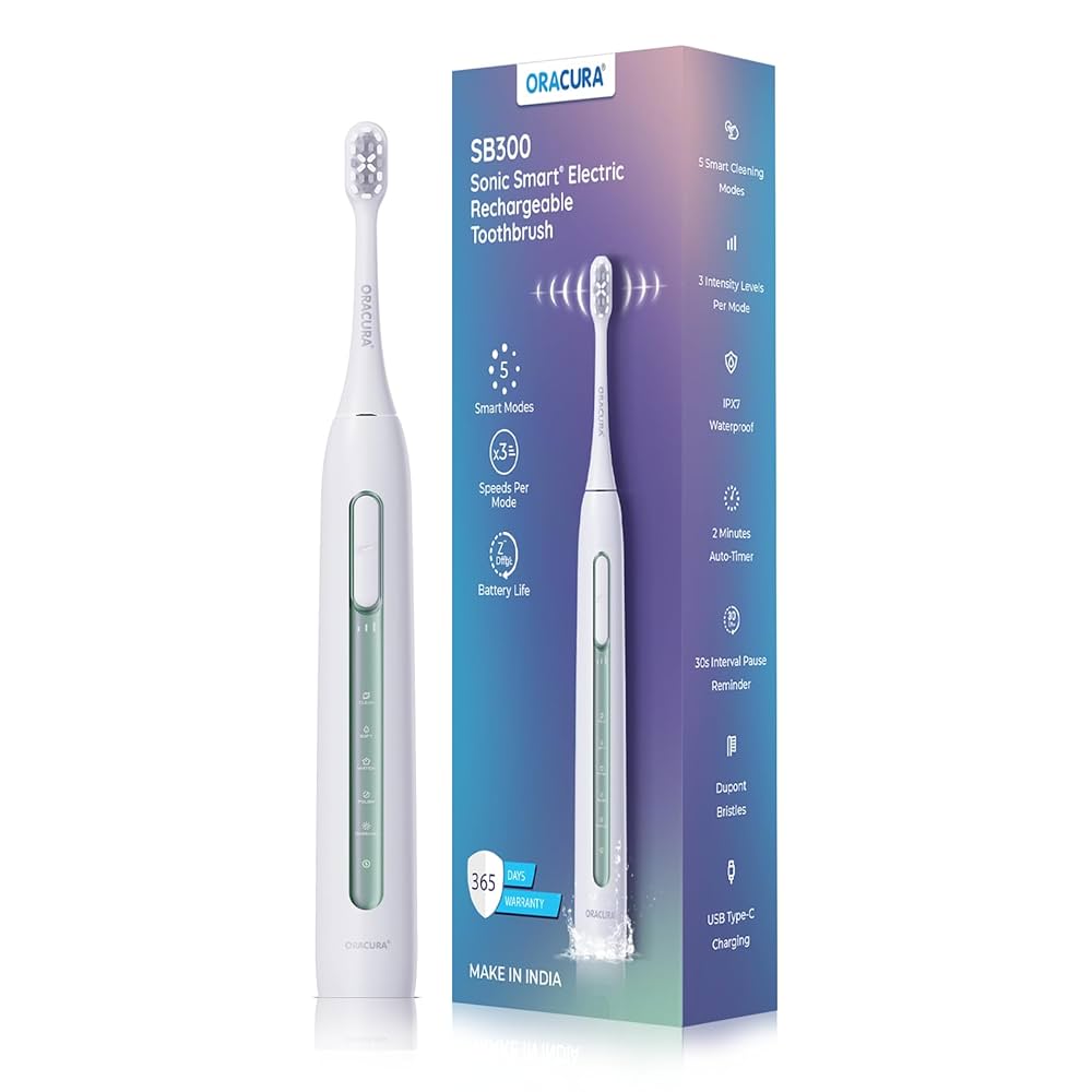 Oracura SB300 Sonic Smart Electric Rechargeable Toothbrush Green (SB300GN)