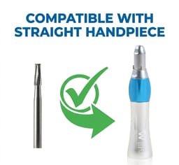 Prima Dental Carbide Straight Handpiece Taper Fissure Burs (Set Of 5 Burs) - 2