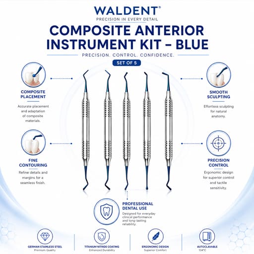 Waldent Composite Anterior Instrument Kit - Blue - Set of 5 (K14/5)