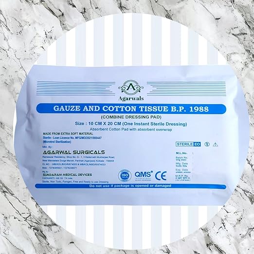 Agarwals Premium Sterile Combine Dressing Surgical Pad 10cm x 20cm (Pack of 20)