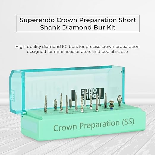 Superendo Crown Preparation Short Shank Diamond Bur Kit (For Paediatric Patient Only)