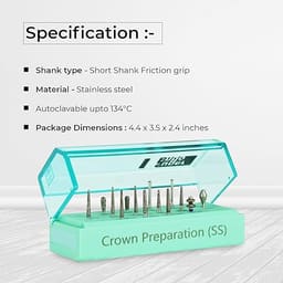 Superendo Crown Preparation Short Shank Diamond Bur Kit (For Paediatric Patient Only)
