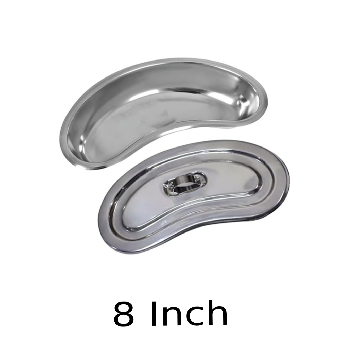GI Stainless Steel Heavy Kidney Tray with Lid - 8 Inch