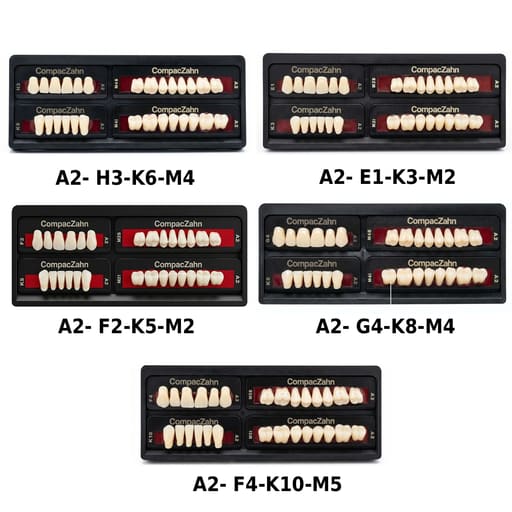Rubydent CompacZahn Acrylic Denture Teeth A2 (Set of 28)