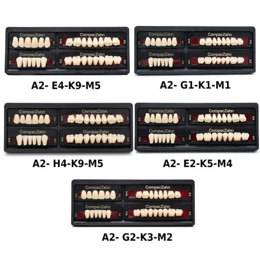 Rubydent CompacZahn Acrylic Denture Teeth A2 (Set of 28)