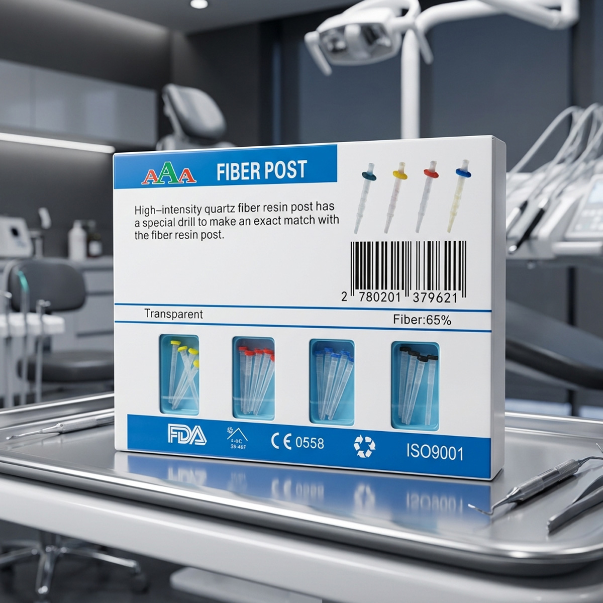 AAA Dental Fiber Post Kit (Pack of 20 Posts + 4 Drills)