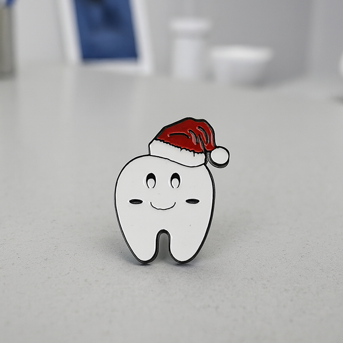 iDentical Tooth With Santa Hat Shape Brooch - Pack of 1 (ZYR-4062)