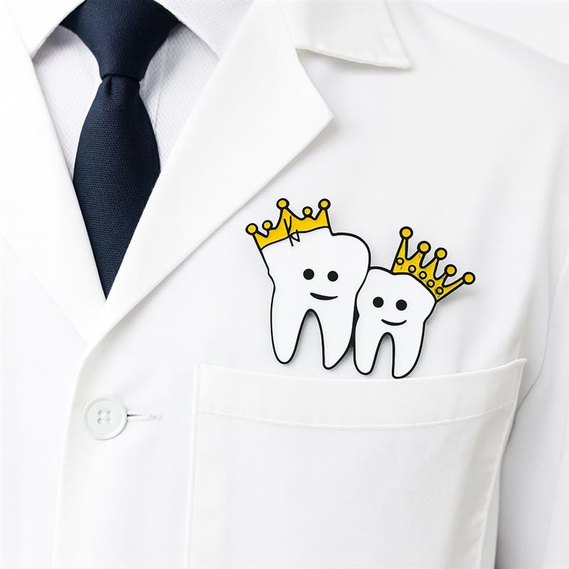 iDENTical Twin Tooth With Matching Crowns Shape Brooch - Pack Of 1 (ZYR-4070)