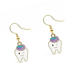iDENTical Tooth Shape Dangler Earrings With Smiley Design Purple Set Of 1  (ZYR-4083-1) - 3