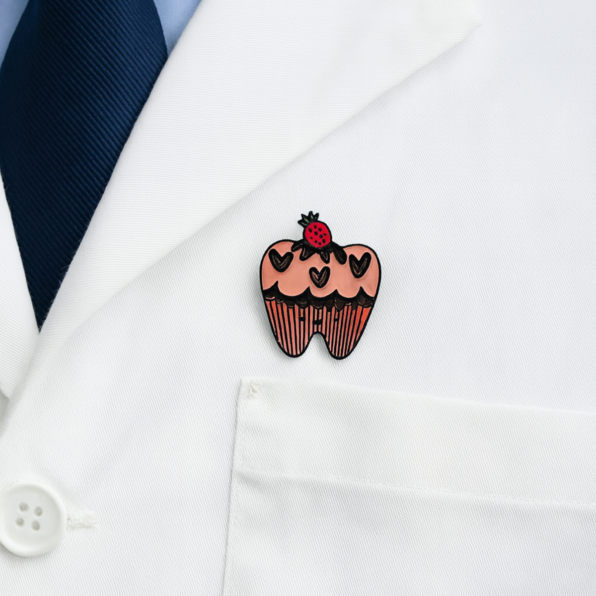 iDentical Strawberry Tooth Shape Brooch - Pack of 1 (ZYR-7369)