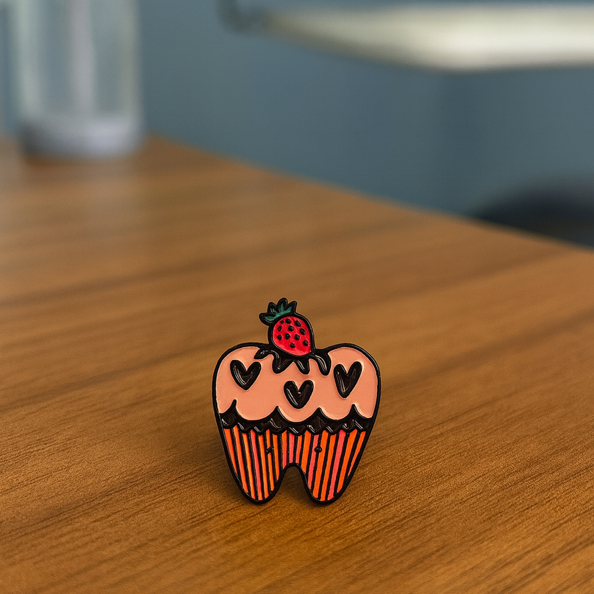 iDentical Strawberry Tooth Shape Brooch - Pack of 1 (ZYR-7369)