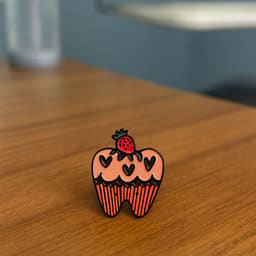 iDENTical Strawberry Tooth Shape Brooch - Pack of 1 (ZYR-7369) - 4