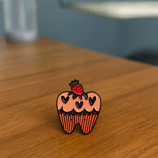 iDENTical Strawberry Tooth Shape Brooch - Pack of 1 (ZYR-7369)