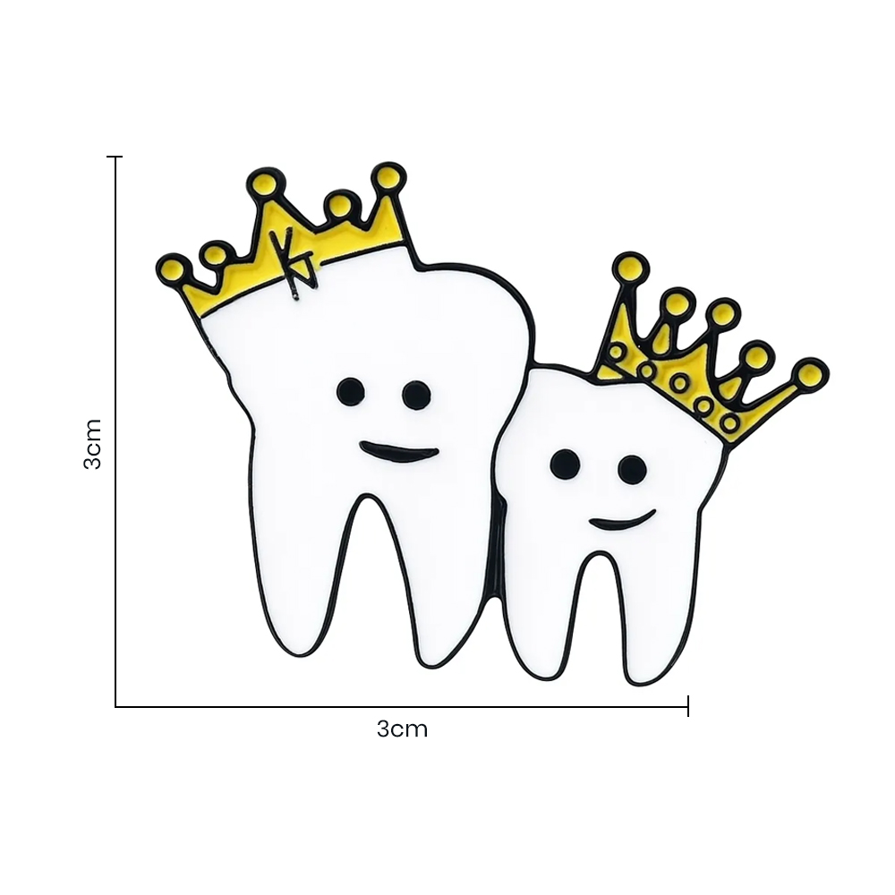 iDENTical Twin Tooth With Matching Crowns Shape Brooch - Pack Of 1 (ZYR-4070)