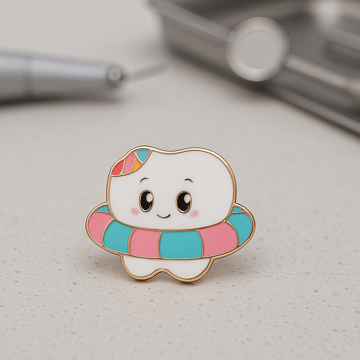 iDentical Tooth With Swim Ring & Cap Shape Brooch – Pack Of 1 (ZYR-7376)