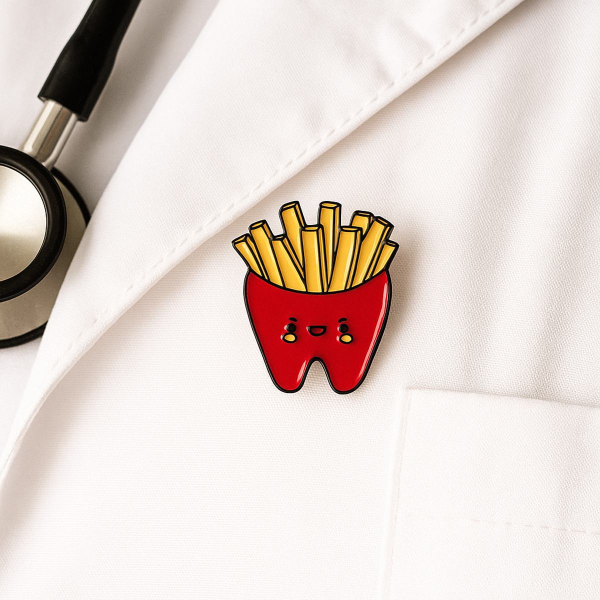 iDentical Tooth With Fries Shape Brooch - Pack of 1 (ZYR-7373)