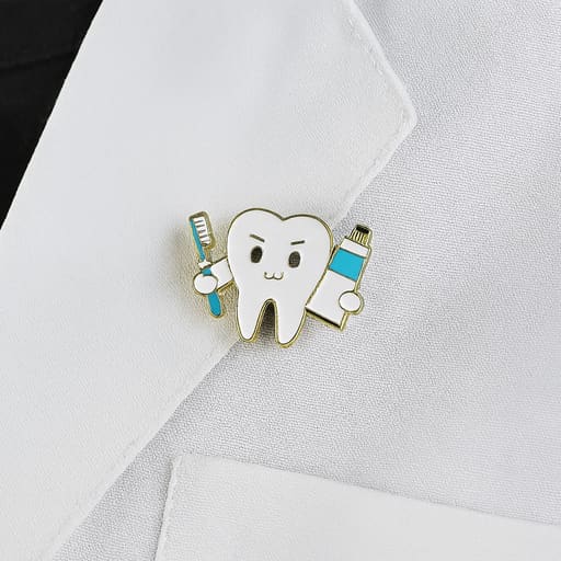 iDENTical Tooth With Toothbrush & Toothpaste Shape Brooch - Pack Of 1 (ZYR-7367)