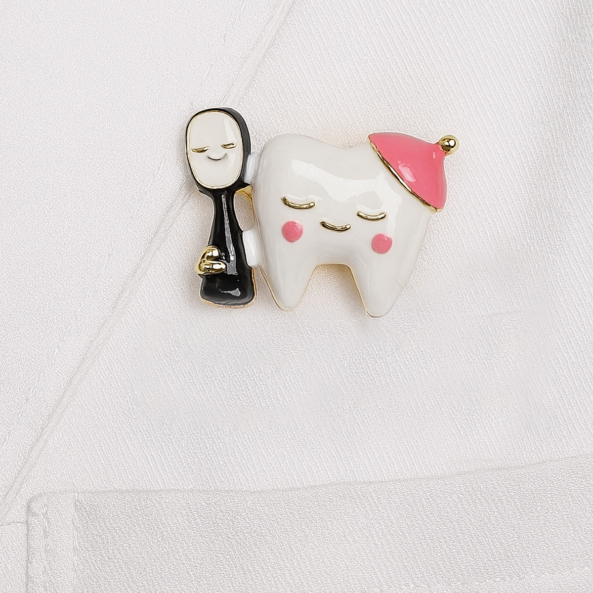 iDENTical Tooth With Pink Cap & Toothbrush Shape Brooch � Pack of 1 (ZYR-4060)