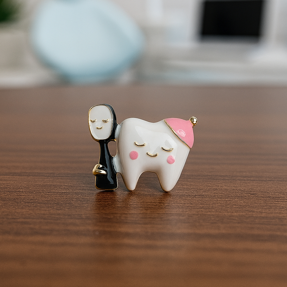 iDENTical Tooth With Pink Cap & Toothbrush Shape Brooch � Pack of 1 (ZYR-4060)