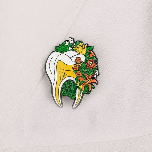 iDENTical Tooth Shape Brooch With Floral Design - Pack of 1 (ZYR-7608)