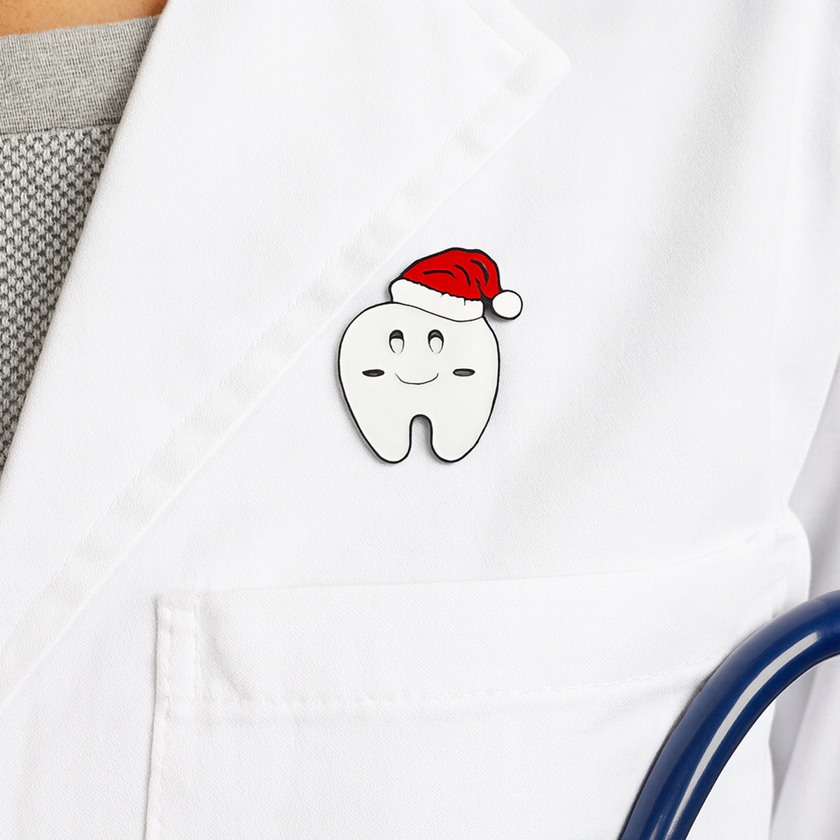 iDentical Tooth With Santa Hat Shape Brooch - Pack of 1 (ZYR-4062)