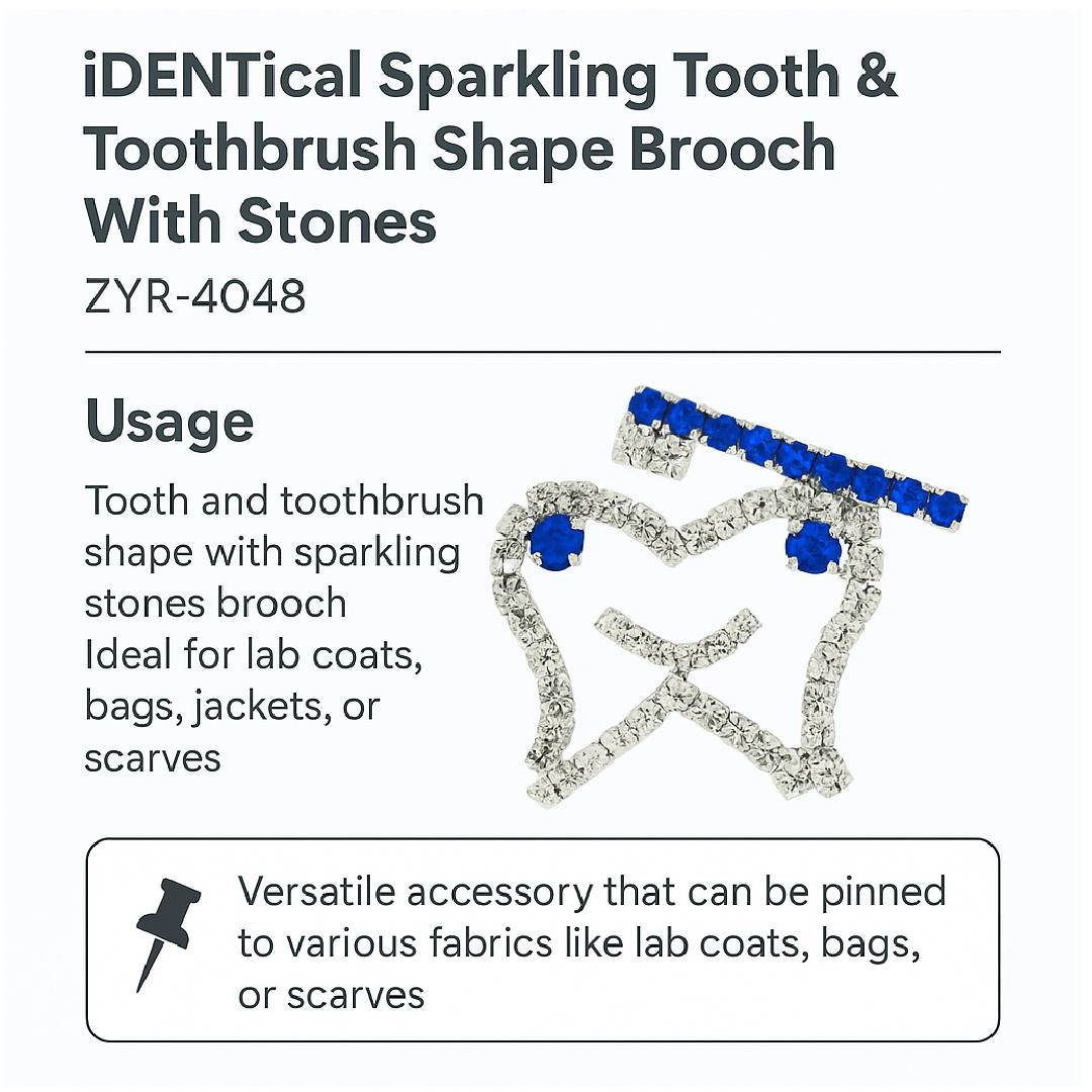 iDENTical Sparkling Tooth & Toothbrush Shape Brooch With Stones ZYR-4048