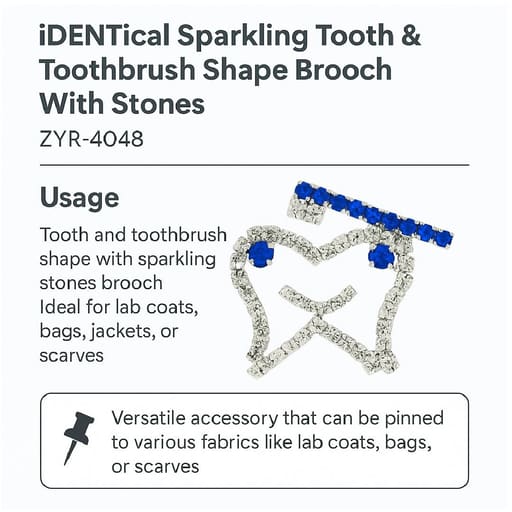 iDENTical Sparkling Tooth & Toothbrush Shape Brooch With Stones ZYR-4048