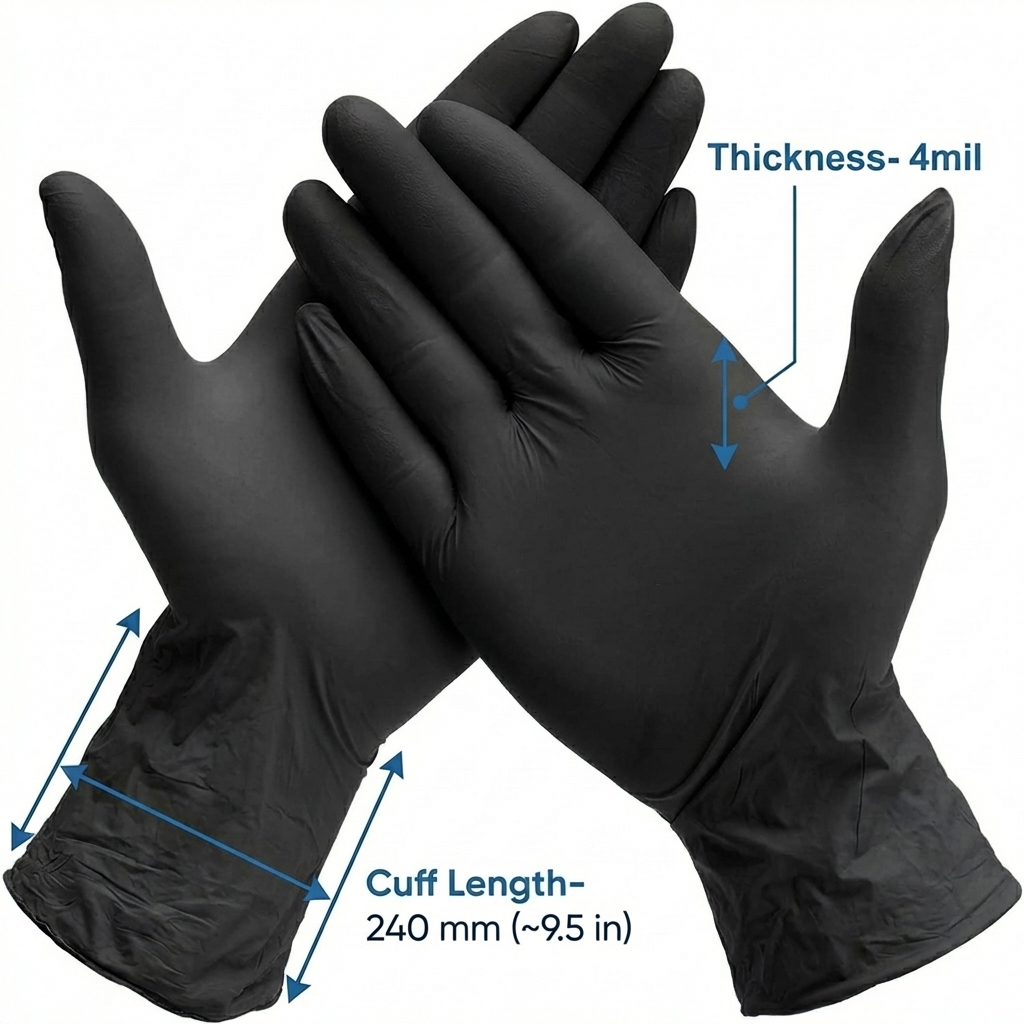 Palmtex Pro Nitrile Gloves Black (Pack of 100)