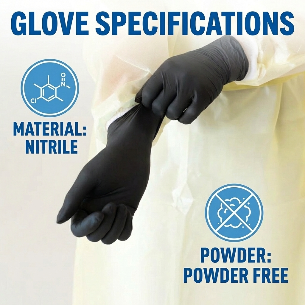Palmtex Pro Nitrile Gloves Black (Pack of 100)