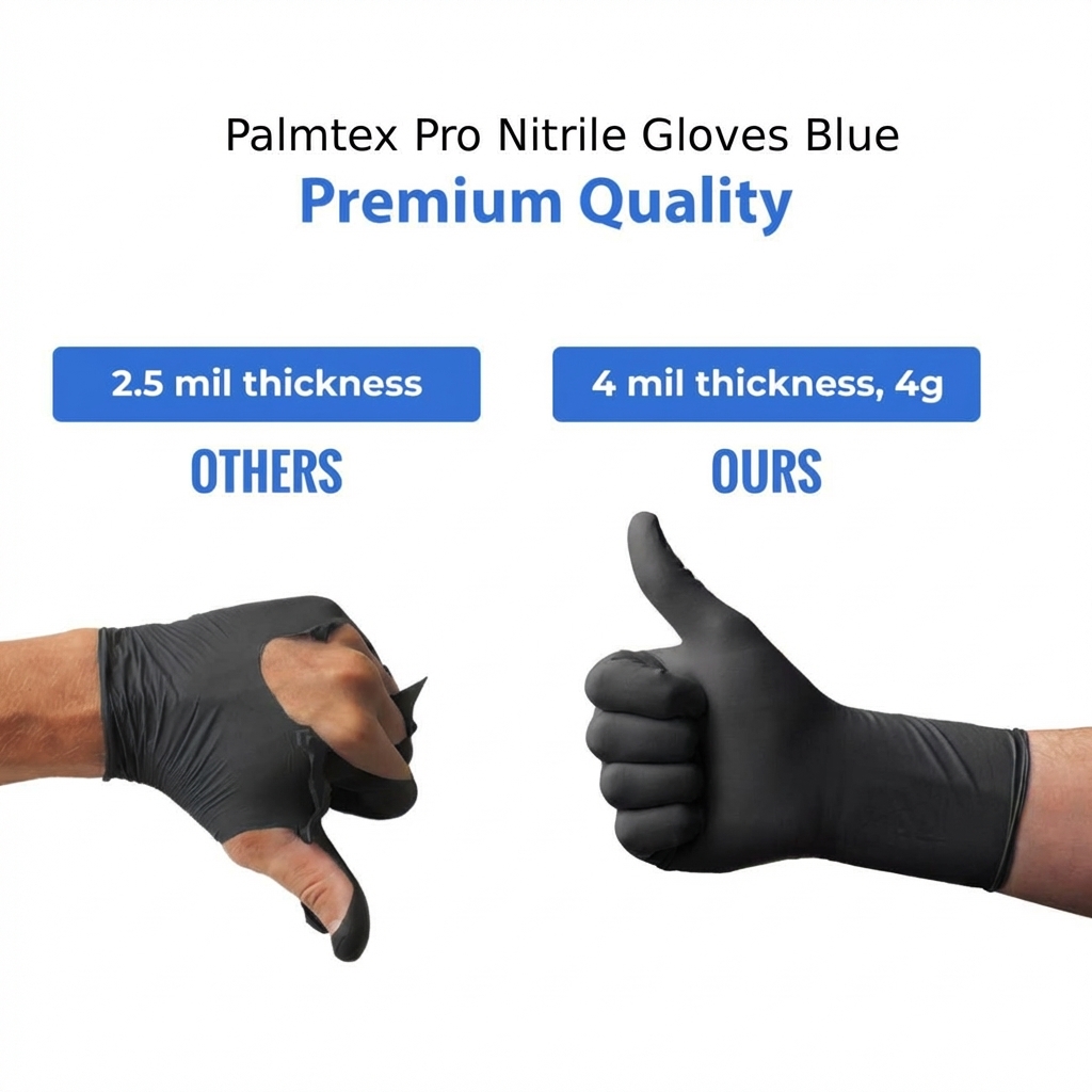 Palmtex Pro Nitrile Gloves Black (Pack of 100)