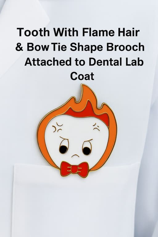 iDENTical Tooth With Flame Hair & Bow Tie Shape Brooch Pack of 1 (ZYR-7375)
