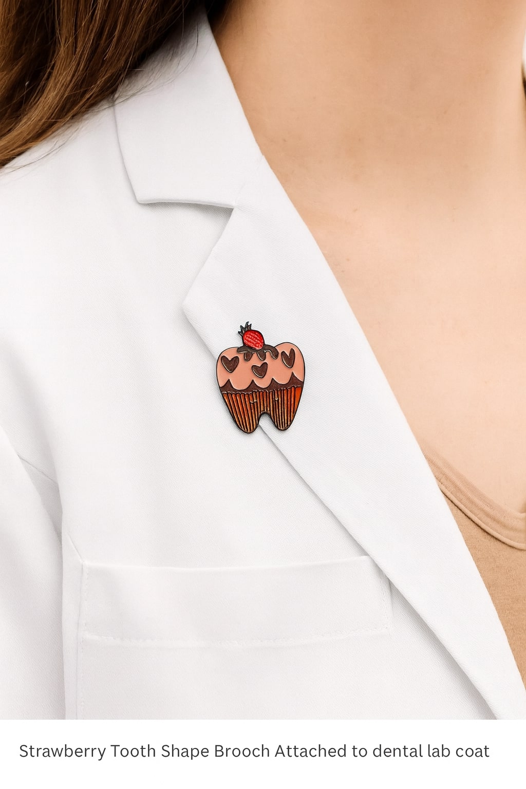 iDentical Strawberry Tooth Shape Brooch - Pack of 1 (ZYR-7369)