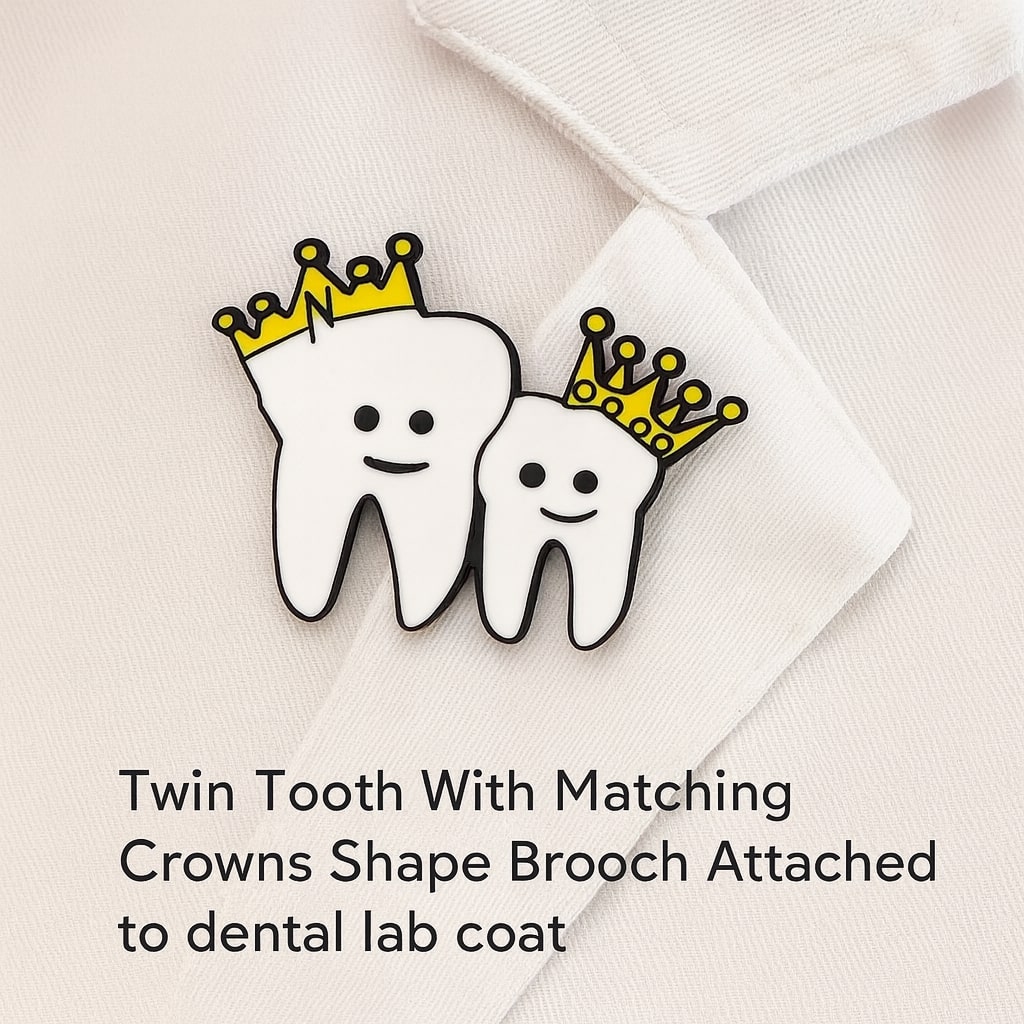 iDENTical Twin Tooth With Matching Crowns Shape Brooch - Pack Of 1 (ZYR-4070)