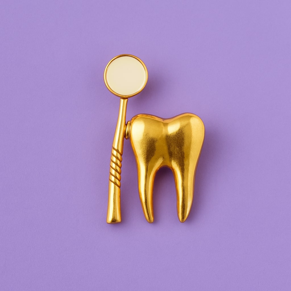 iDENTical Golden Crown With Mirror Tooth Shape Brooch - Pack of 1 (ZYR-7422)