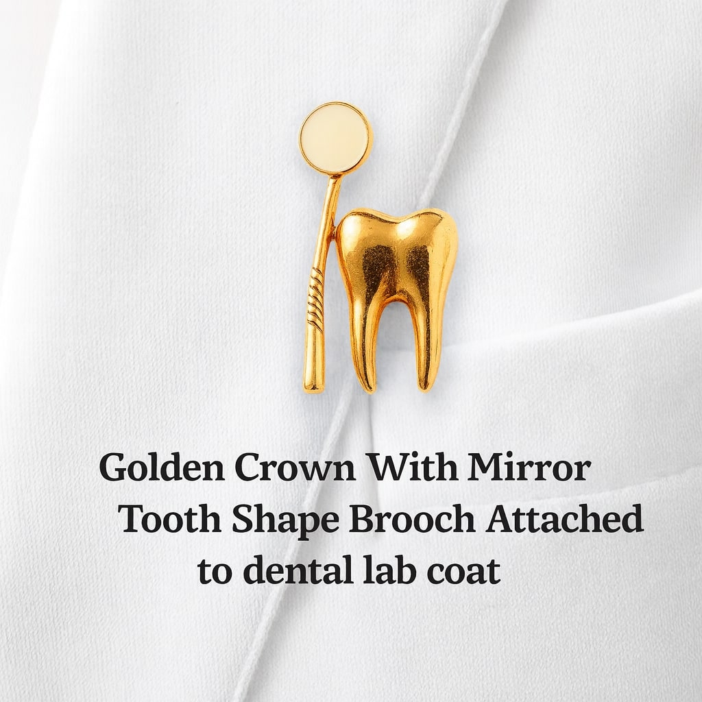 iDENTical Golden Crown With Mirror Tooth Shape Brooch - Pack of 1 (ZYR-7422)