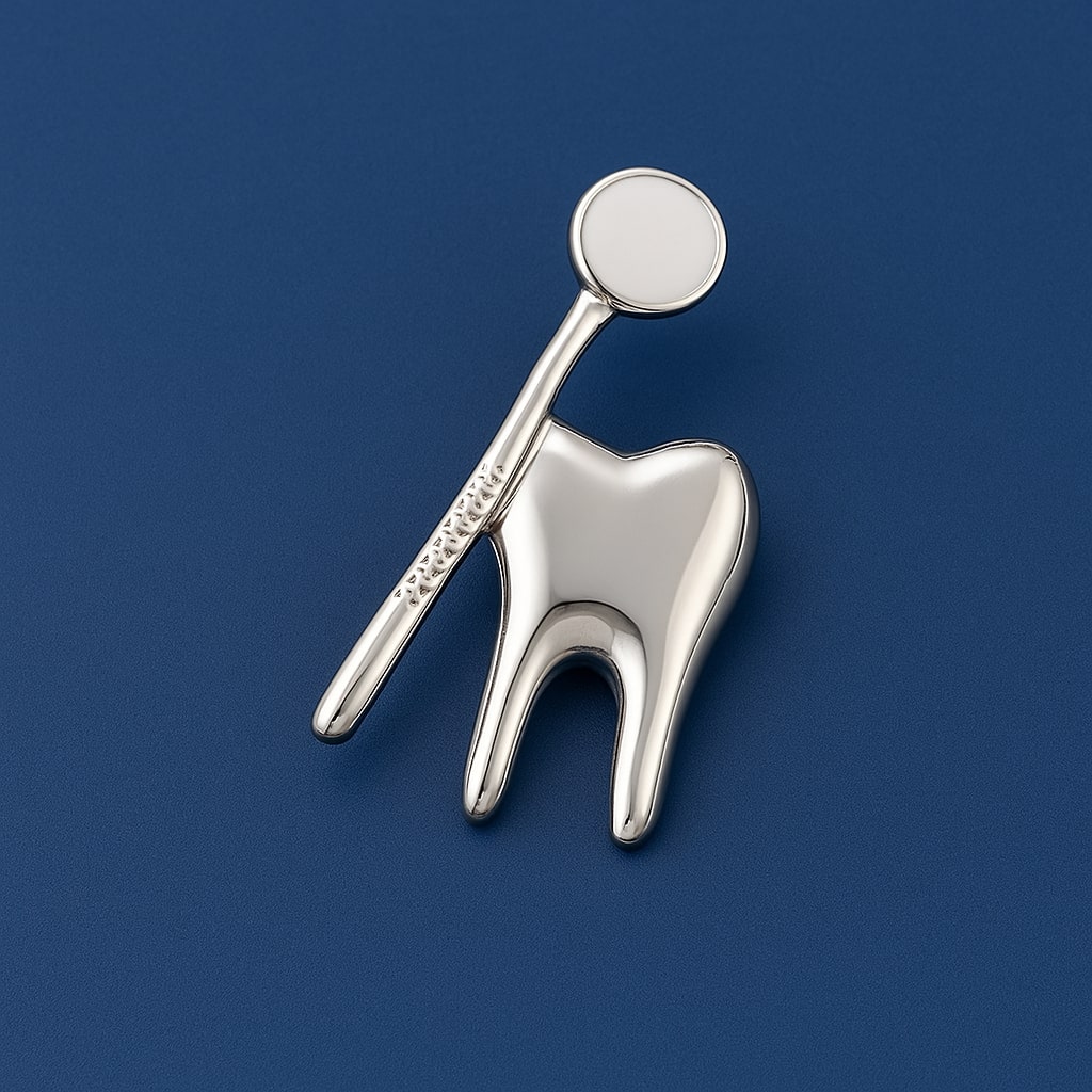 iDENTical Silver Crown With Mirror Tooth Shape Brooch - Pack of 1 (ZYR-7423)