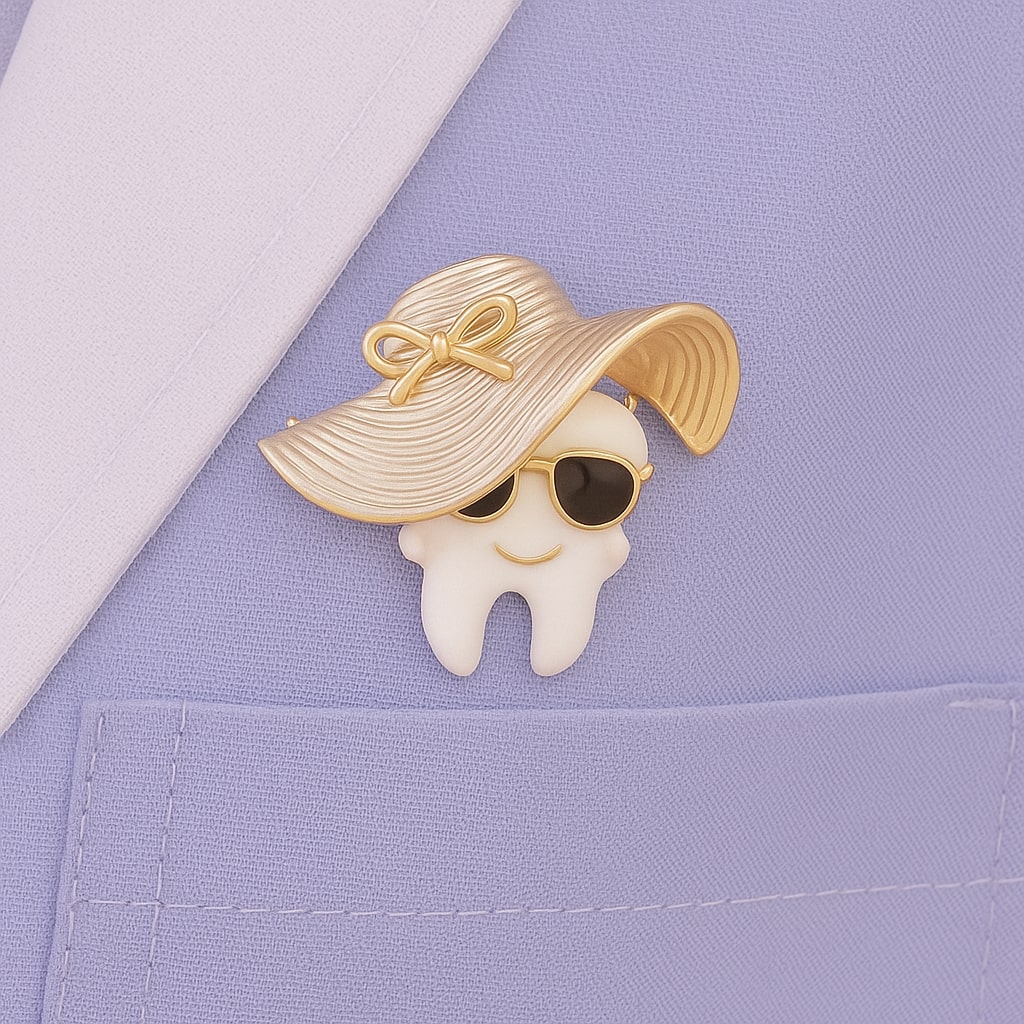 iDENTical Tooth With Oversized Sun Hat Shape Brooch � Pack Of 1 (ZYR-7801)