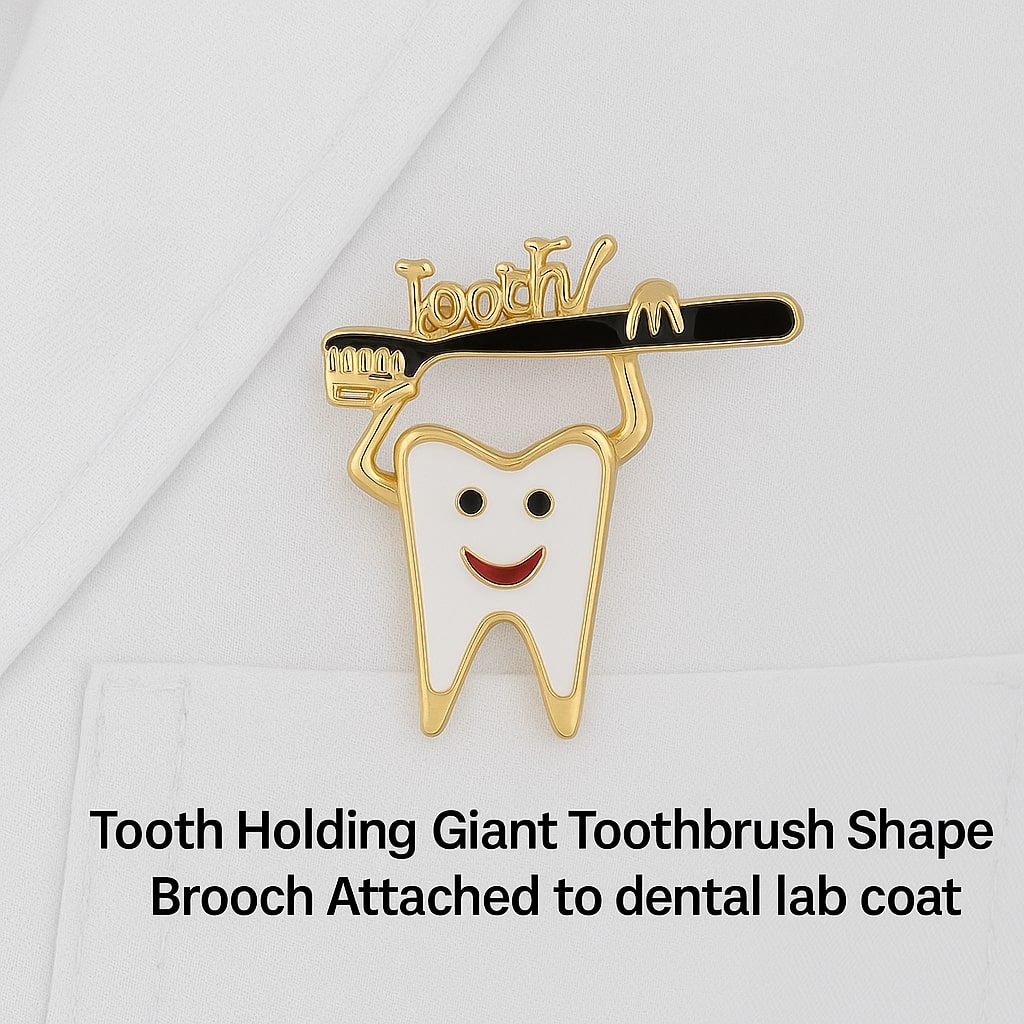 iDENTical Tooth Holding Giant Toothbrush Shape Brooch � Pack Of 1 (ZYR-4014)