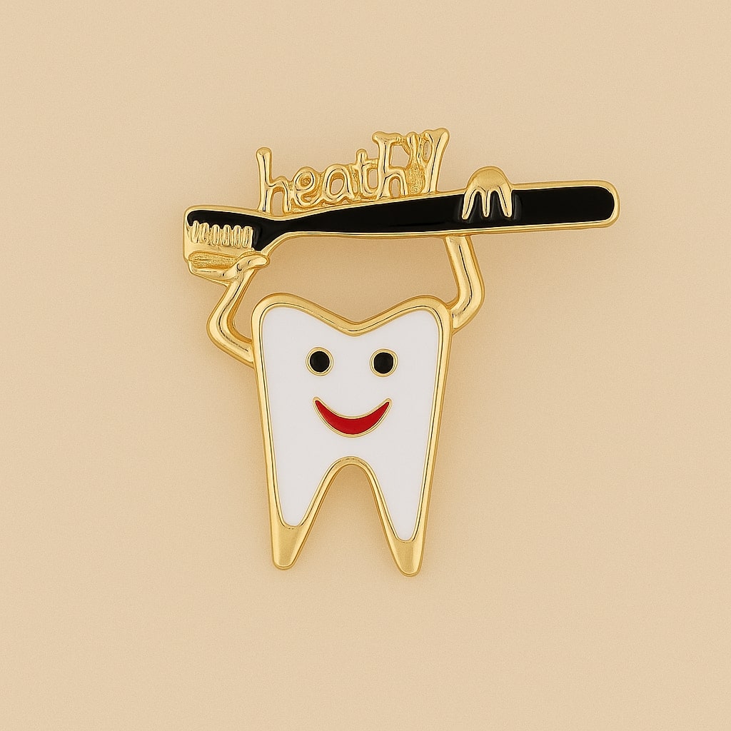 iDENTical Tooth Holding Giant Toothbrush Shape Brooch � Pack Of 1 (ZYR-4014)