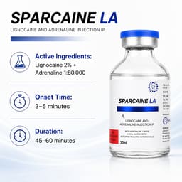 Sparcaine LA Lignocaine 2% with Adrenaline 1:80,000 Local Anaesthetic Injection 30ml (Pack of 24)    - 3