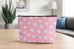 iDENTical Teeth Print Travel Pouch With Zipper - 7