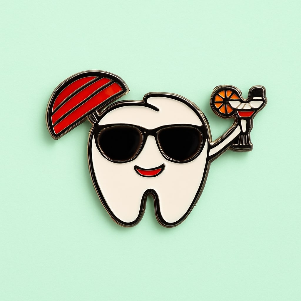 iDENTical Tooth With Umbrella & Sunglasses Shape Brooch - Pack Of 1 (ZYR-4066)